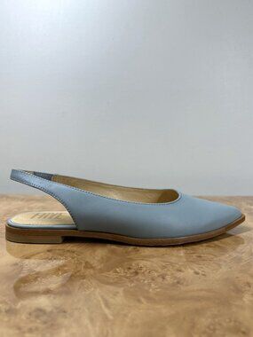 NEW Frye Kenzie Slingback Flats Womens 9.5 M Steel Blue Leather Pointed Toe